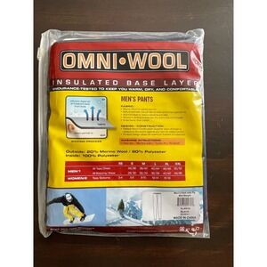 Omni-Wool Mens Insulated Base Layer Pants Merino Wool Blend Black XL 22100/1